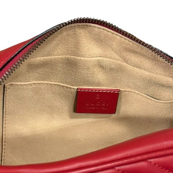 GUCCI Red Leather GG Marmont Shoulder Bag - Picture 7 of 12